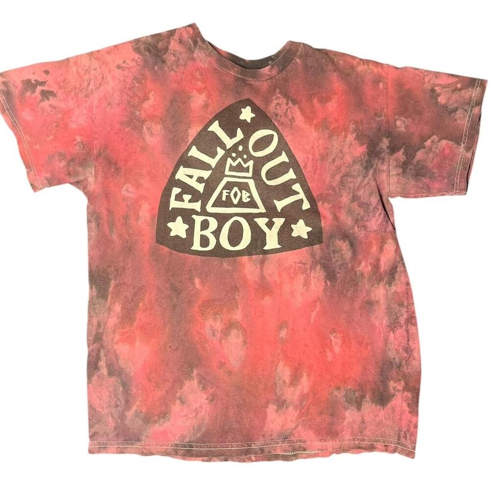 Fall Out Boy Logo Red Wash Tie-Dye Graphic Tee - Size S